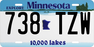 MN license plate 738TZW