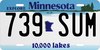 MN license plate 739SUM