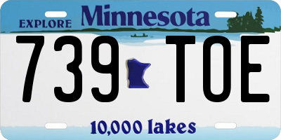 MN license plate 739TOE