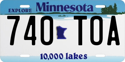 MN license plate 740TOA