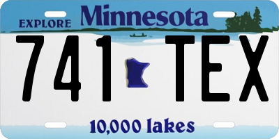 MN license plate 741TEX