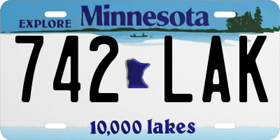 MN license plate 742LAK