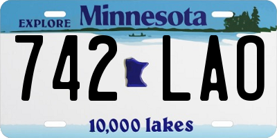 MN license plate 742LAO