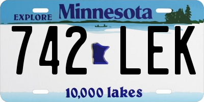 MN license plate 742LEK