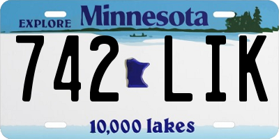 MN license plate 742LIK