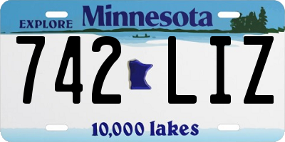 MN license plate 742LIZ