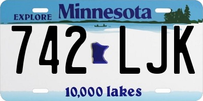 MN license plate 742LJK