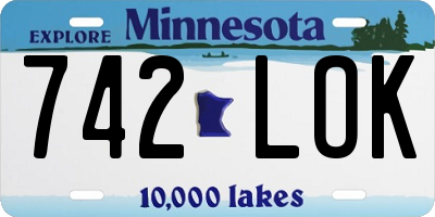 MN license plate 742LOK