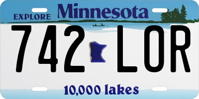 MN license plate 742LOR