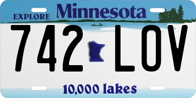 MN license plate 742LOV