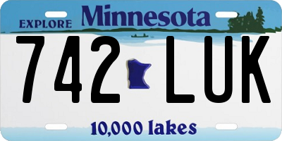 MN license plate 742LUK