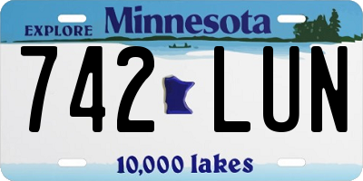MN license plate 742LUN