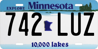 MN license plate 742LUZ