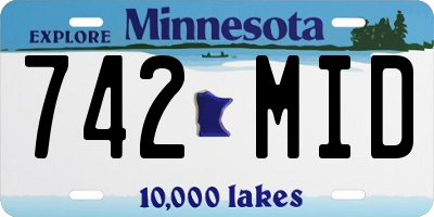 MN license plate 742MID