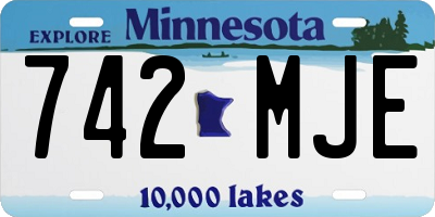 MN license plate 742MJE
