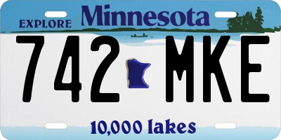 MN license plate 742MKE