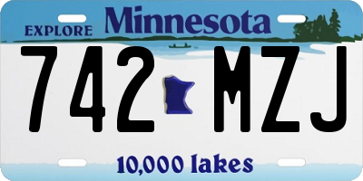 MN license plate 742MZJ