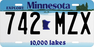 MN license plate 742MZX
