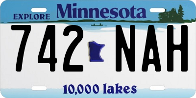 MN license plate 742NAH