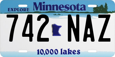 MN license plate 742NAZ