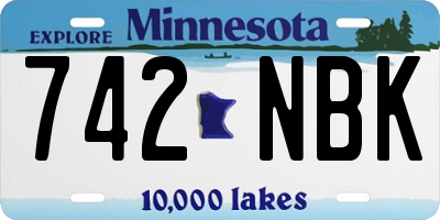 MN license plate 742NBK