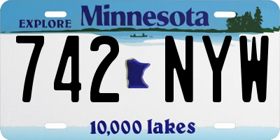 MN license plate 742NYW