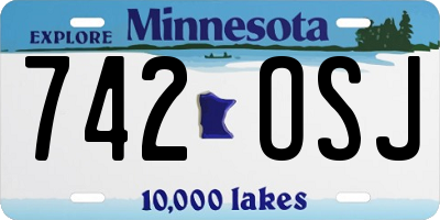 MN license plate 742OSJ