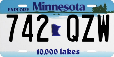 MN license plate 742QZW