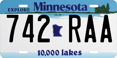 MN license plate 742RAA