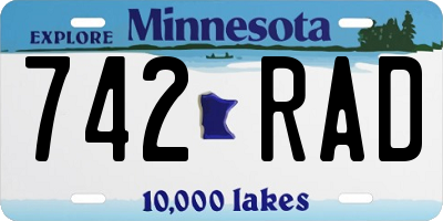 MN license plate 742RAD
