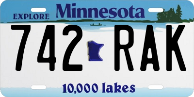 MN license plate 742RAK