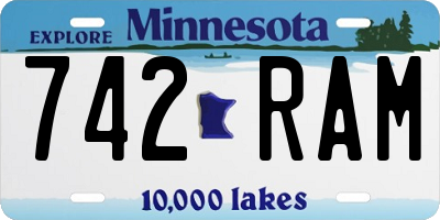 MN license plate 742RAM
