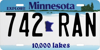 MN license plate 742RAN