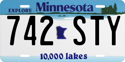 MN license plate 742STY