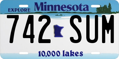 MN license plate 742SUM