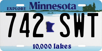 MN license plate 742SWT