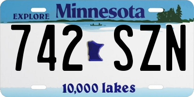MN license plate 742SZN