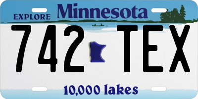 MN license plate 742TEX