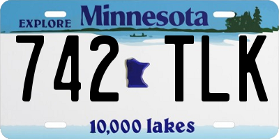 MN license plate 742TLK