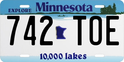 MN license plate 742TOE