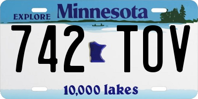 MN license plate 742TOV