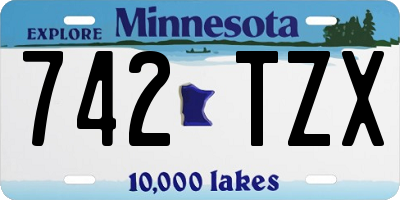 MN license plate 742TZX