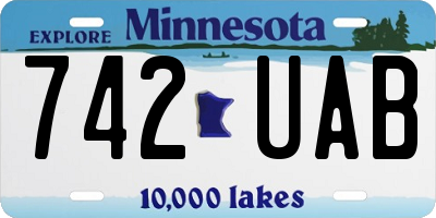 MN license plate 742UAB