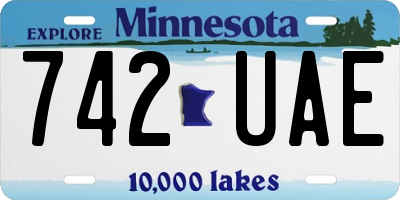 MN license plate 742UAE