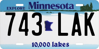 MN license plate 743LAK