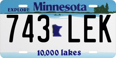 MN license plate 743LEK