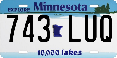 MN license plate 743LUQ