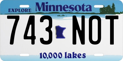 MN license plate 743NOT
