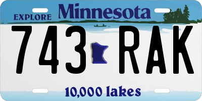 MN license plate 743RAK
