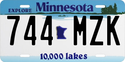 MN license plate 744MZK